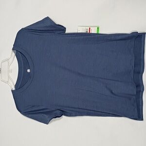 NWT GAIAM Blue Indigo Heather Align Marled Tee Women's Size Small Yoga Top
